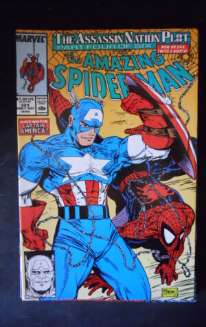 AMAZING SPIDER MAN 323 1989 Ft. Captain America Marvel Comics   [SA19]