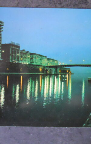 Cartolina TARANTO NOTTURNO PONTE GIREVOLE CANALE NAVIGABILE ANNI 80 [AFZ]