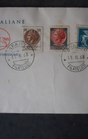ANNULLO FILATELICO POSTE ITALIANE L.150 PRIMA GIORNO EMISSIONE 1968  [AFZ]