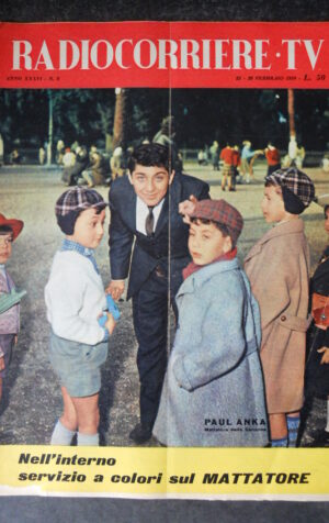 RADIOCORRIERE TV 8 1959  PAUL ANKA – CON FIGURINE ALBUM COPPA EUROPA RAI [TR1-2]