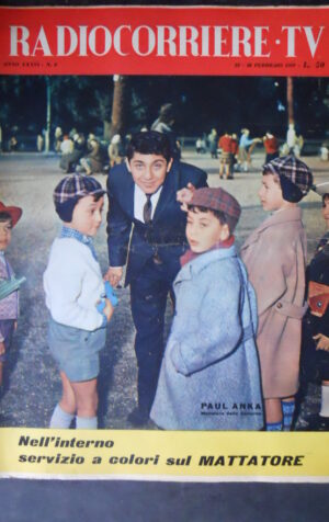 RADIOCORRIERE TV 8 1959  PAUL ANKA – CON FIGURINE ALBUM COPPA EUROPA RAI [TR1]