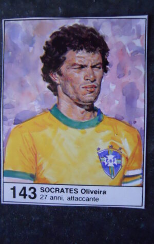 FIGURINA ALBUM MUNDIAL 1982 GIORNALINO #143 BRASILE SOCRATES OLIVEIRA [AF3]