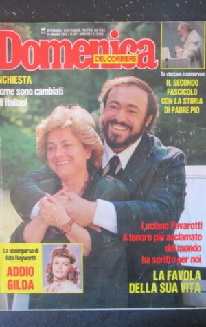 DOMENICA DEL CORRIERE 22 1987 PAVAROTTI MORTE RITA HAYWORTH JOAN COLLINS [C57]