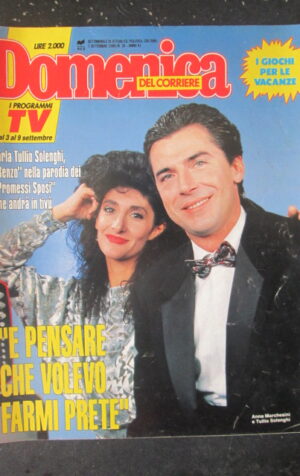DOMENICA DEL CORRIERE 36 1989 TULLIO SOLENGHI ANNA MARCHESINI BONACCORTI [VL10]