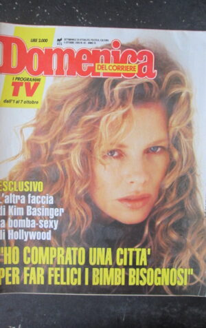 DOMENICA DEL CORRIERE 40 1989 KIM BASIGNER DOMENICO MODUGNO FERRARI 348 [VL10]