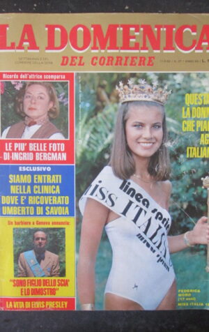 DOMENICA DEL CORRIERE 37 1982 FEDERICA MORO ELVIS PRESLEY BARBARA D'URSO [VL11]