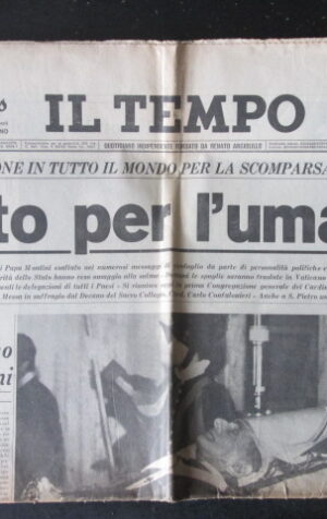 IL TEMPO 216 1978 LUTTO PER L' UMANITA LA SCOMPARSA DI PAPA PAOLO VI [TR23]