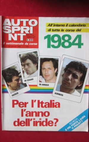 AUTOSPRINT 1 1984 CALENDARIO CORSE 1984 PATRESE DE ANGELIS ALBORETO [AS1]