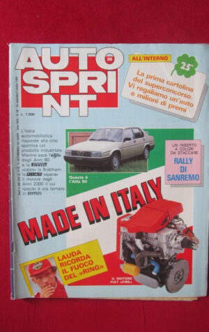 AUTOSPRINT 39 1984 MOTORE FIAT FIRE RALLY DI SANREMO [AS2]