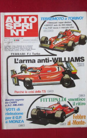 AUTOSPRINT 4 1980 FERRARI F1 TURBO GP A MONZA FITTIPALDI WILLIAMS [C3]