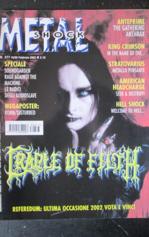 METAL SHOCK 377 2003 SOUNDGARDEN CRADLE OF FILTH ANTHRAX + POSTER [G209]