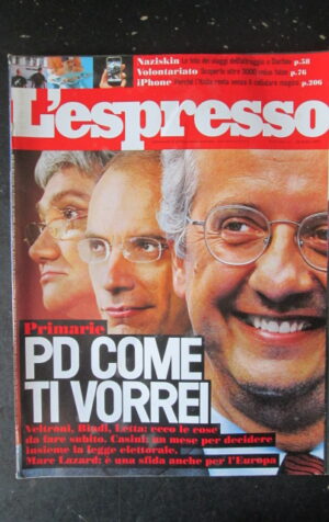 ESPRESSO 41 2007  PD VELTRONI BINDI LETTA CASINI [DV39]