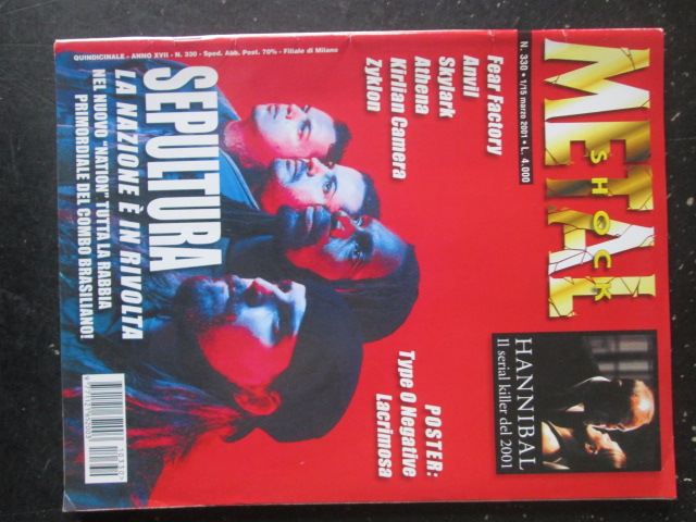 METAL SHOCK 330 2001 FEAR FACTORY + POSTER TYPE O NEGATIVE LACRIMOSA [G207]