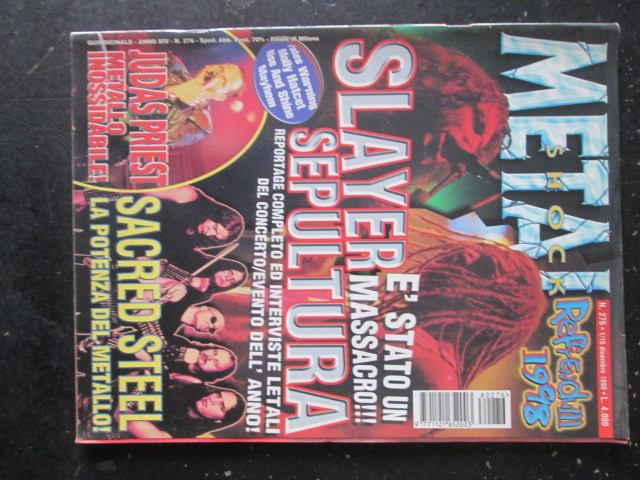 METAL SHOCK 276 1998 JUDAS PRIEST SACRED STEEL SLAYER SEPULTURA [G207]