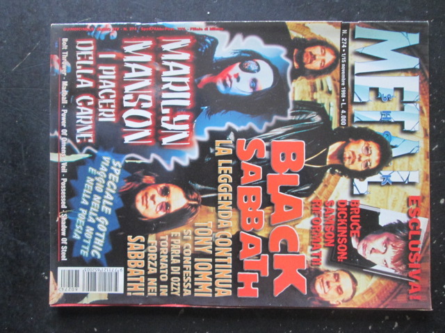 METAL SHOCK 274 1998 BLACK SABBATH MARILYN MANSON BRUCE DICKINSON [G207]