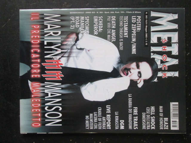 METAL SHOCK 383 2003 POSTER LED ZEPPELIN INME DEATH ANGEL MARILYN MANSON [G207]
