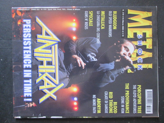 METAL SHOCK 378 2003 ANTHRAX BLUDGEON METALLICA GUN N'ROSES [G208]