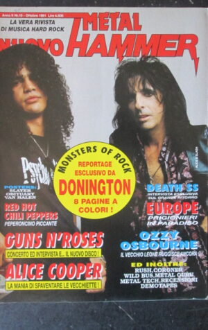 METAL HAMMER 10 1991 RED HOT CHILI PEPPERS GUNS N' ROSES ALICE COOPERS [G208]