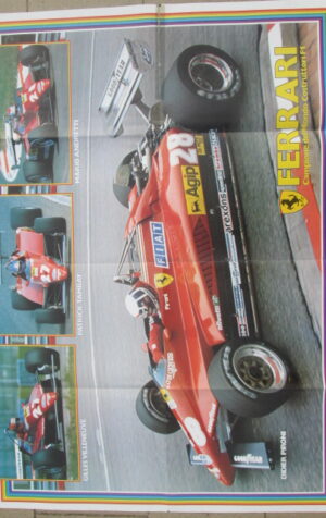 POSTER STORY FERRARI F1 1982 VILLENEUVE TAMBAY ANDRETTI 90X60 CM [MV8]