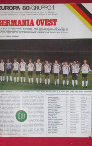 INSERTO GUERIN SPORTIVO EUROPA 1980 TEAM - GERMANIA OVEST CECOSLOVACCHIA [MV8]