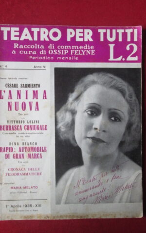 TEATRO PER TUTTI 4 1935 CESARE SARIMENTO VITTORIO LOLINI DINA BIANCO [Q36]