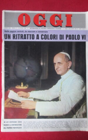 OGGI 27 1963 POSTER PAPA PAOLO VI INCORONAZIONE NUOVO PAPA [G4]