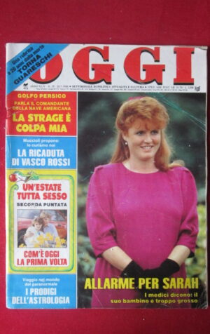 OGGI 29 1988 VASCO ROSSI SARAH FERGUSON ALESSANDRO MOMO RAGAZZI TERZA C [GS10]