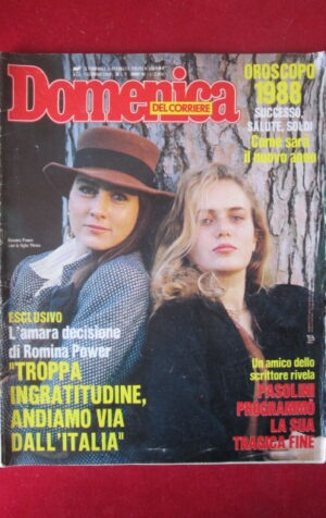 DOMENICA DEL CORRIERE 1-2 1988 ROMINA POWER YLENIA PIER PAOLO PASOLINI [TR29A]