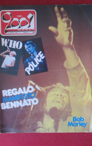 CIAO 2001 17 1980 POSTER EDOARDO BENNATO - BOB MARLEY POLICE BILLY JOEL [G103B]