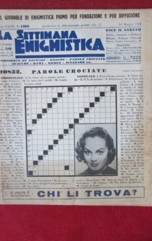 SETTIMANA ENIGMISTICA  1363 1958 VICTORIA SHAW [H046]1